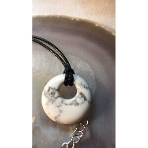 Howlite Donut Pendant on Leather Cord